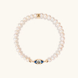 Joyful Metamorphasis Evil Eye Pearl Stretch Bracelet
