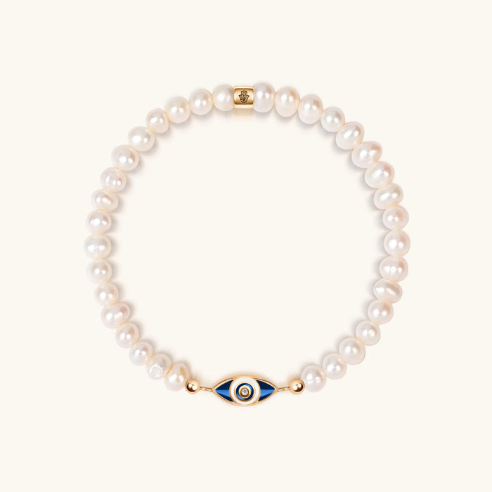 Joyful Metamorphasis Evil Eye Pearl Stretch Bracelet