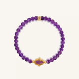 Guiding Light Amethyst Hamsa Gold Bracelet
