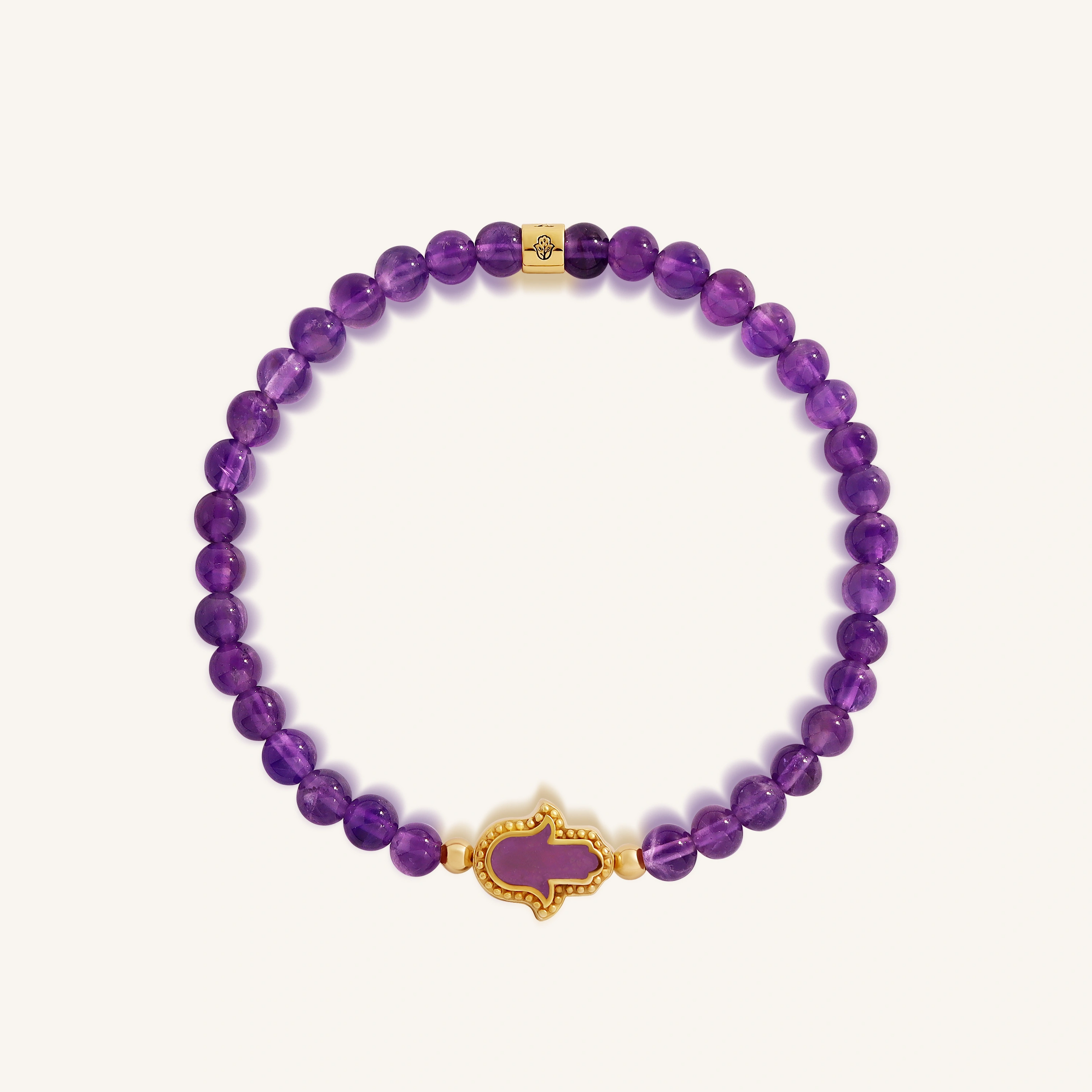 Guiding Light Amethyst Hamsa Gold Bracelet