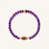 Mystic Shield Amethyst Evil Eye Gold Bracelet