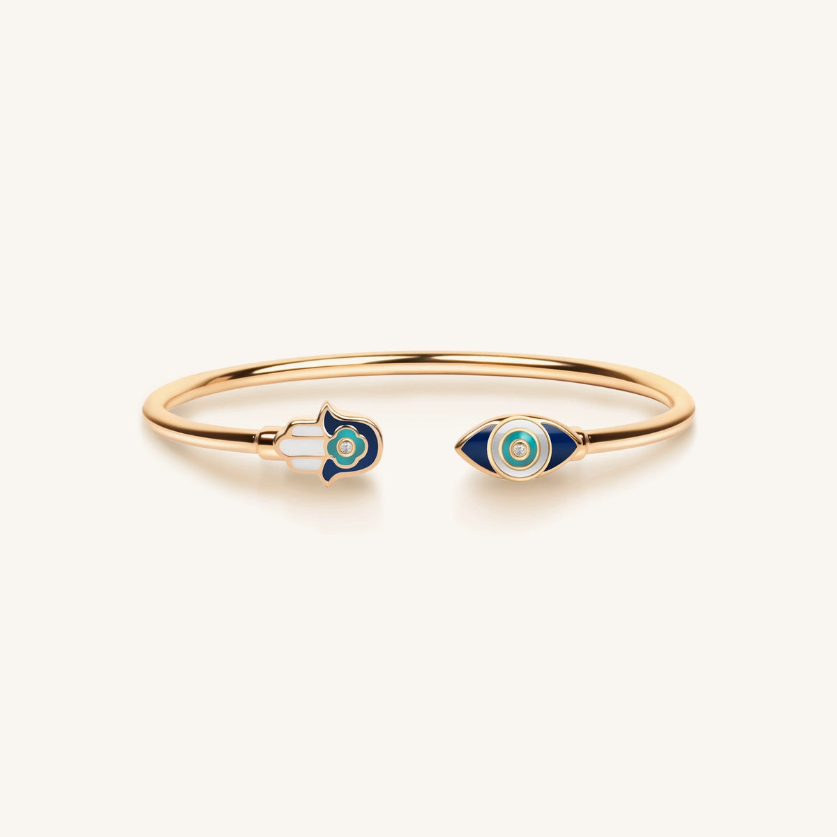 Positive Light Enamel Hamsa Evil Eye Cuff