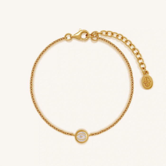 Luminous Clarity White Quartz April Birthstone Gold Bracelet