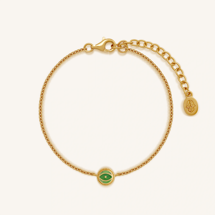 Vital Essence Peridot August Birthstone Evil Eye Gold Bracelet