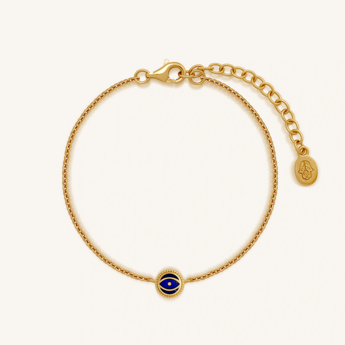 Truth Keeper Lapis Lazuli September Birthstone Evil Eye Gold Bracelet