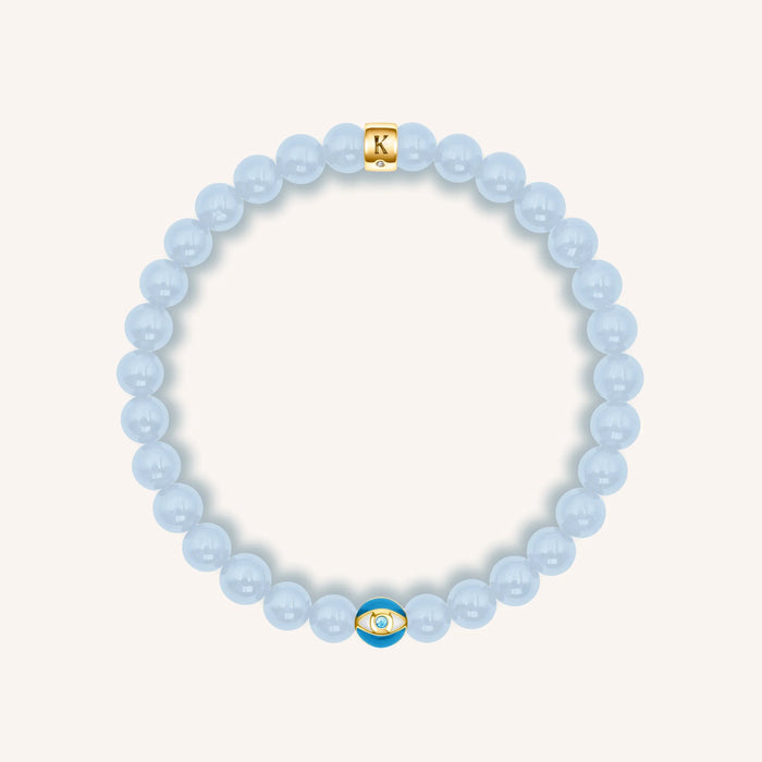 Soothing Rhythm Aquamarine March Birthstone Evil Eye Bracelet
