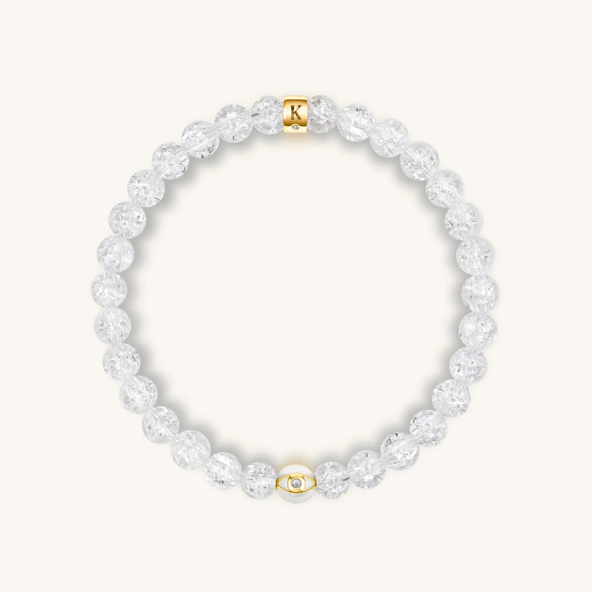 Utmost Clarity Crystal Quartz April Birthstone Evil Eye Bracelet