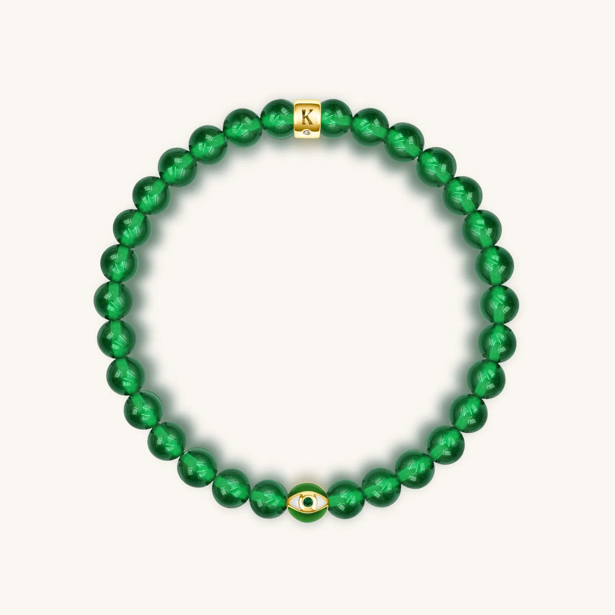Vital Harmony Emerald Agate May Birthstone Evil Eye Bracelet