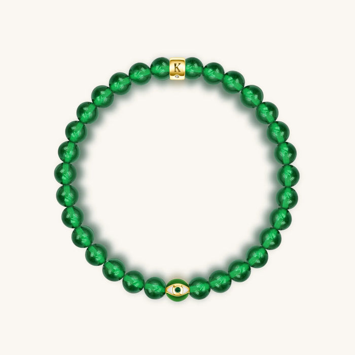 Vital Harmony Emerald Agate May Birthstone Evil Eye Bracelet