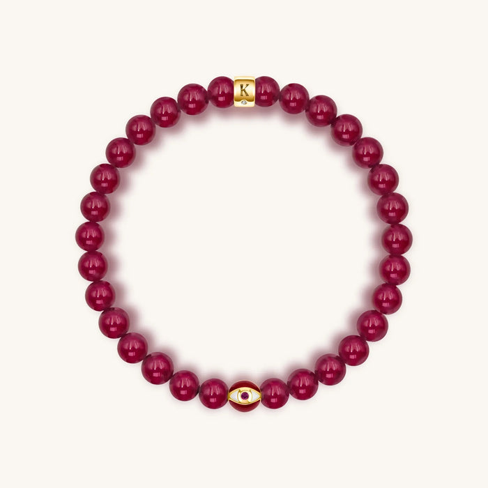 Conscious Motivation Ruby Agate July Birthstone Evil Eye Bracelet