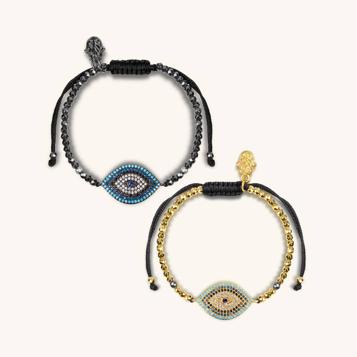 Guardian Gleam Hematite Evil Eye Bracelet Set