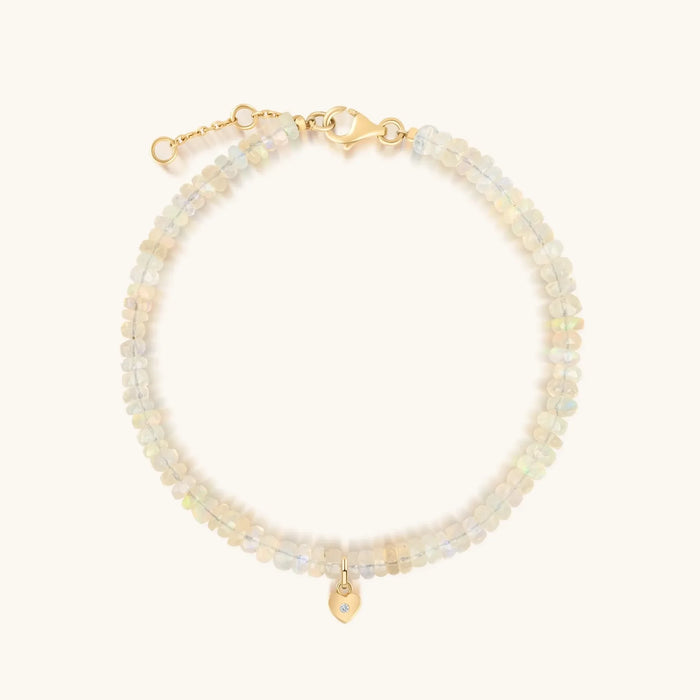 Treasured Grace 14K Gold Love Opal Heart Bracelet