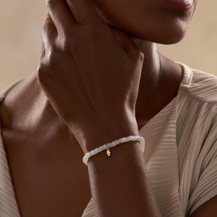 Effortless Strength 14K Gold Opal Hamsa Bracelet
