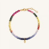 Faithful Shield 14K Gold Multicolor Hamsa Sapphire Bracelet