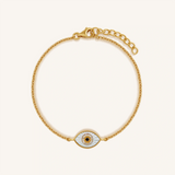 Eternal Gratitude Mother of Pearl Evil Eye 14K Gold Bracelet