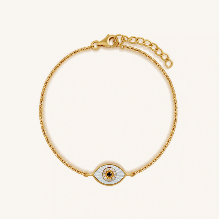 Eternal Gratitude Mother of Pearl Evil Eye 14K Gold Bracelet