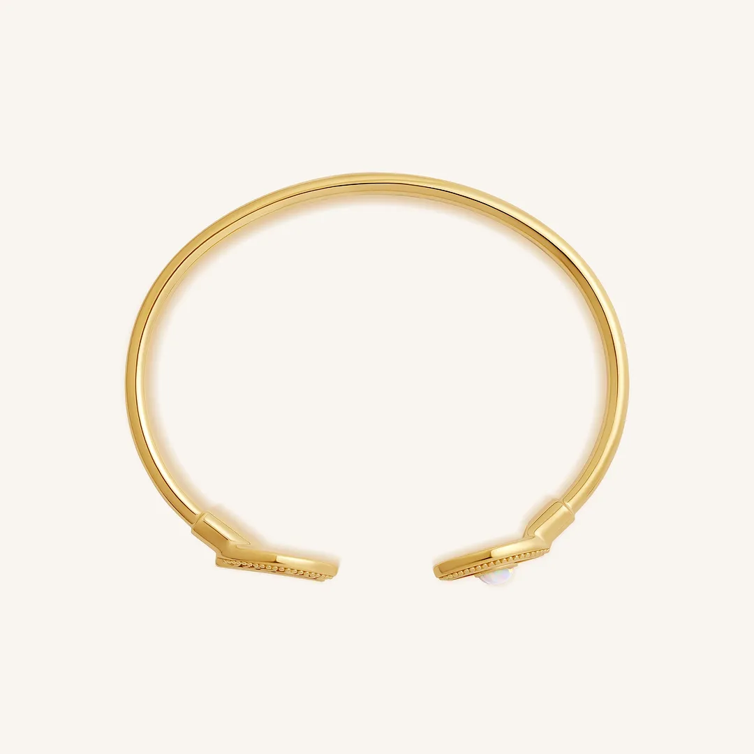 Guardian Evil Eye Feather Opal Cuff Bracelet
