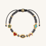 Harmonic Path Multi-Symbol Gold Drawstring Bracelet