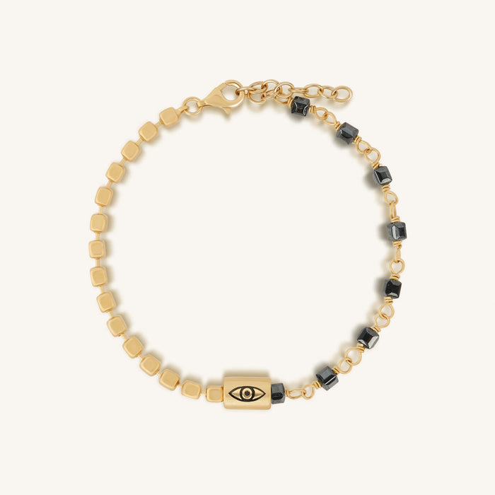 Soulful Delight Hematite Evil Eye Bracelet