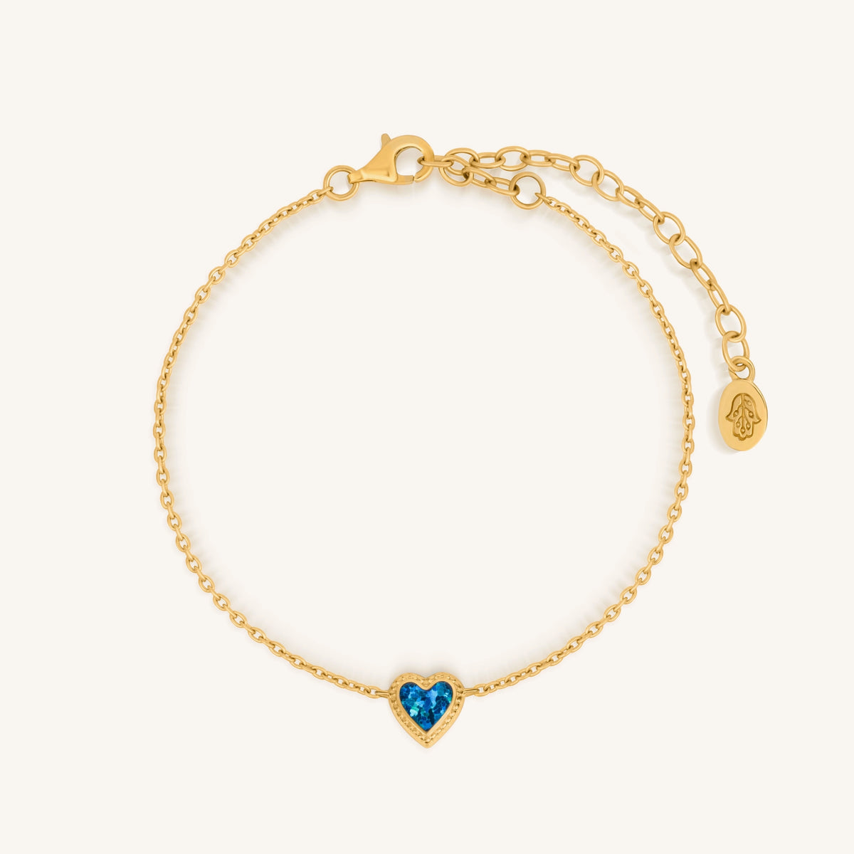 Calming Vibrations Lab Blue Opal Heart Gold Bracelet