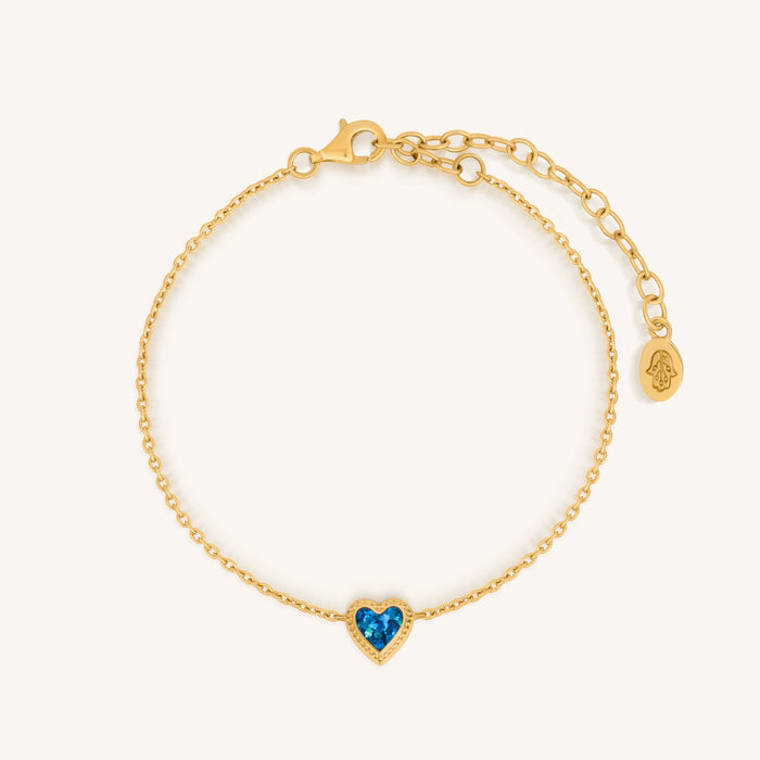 Calming Vibrations Lab Blue Opal Heart Gold Bracelet