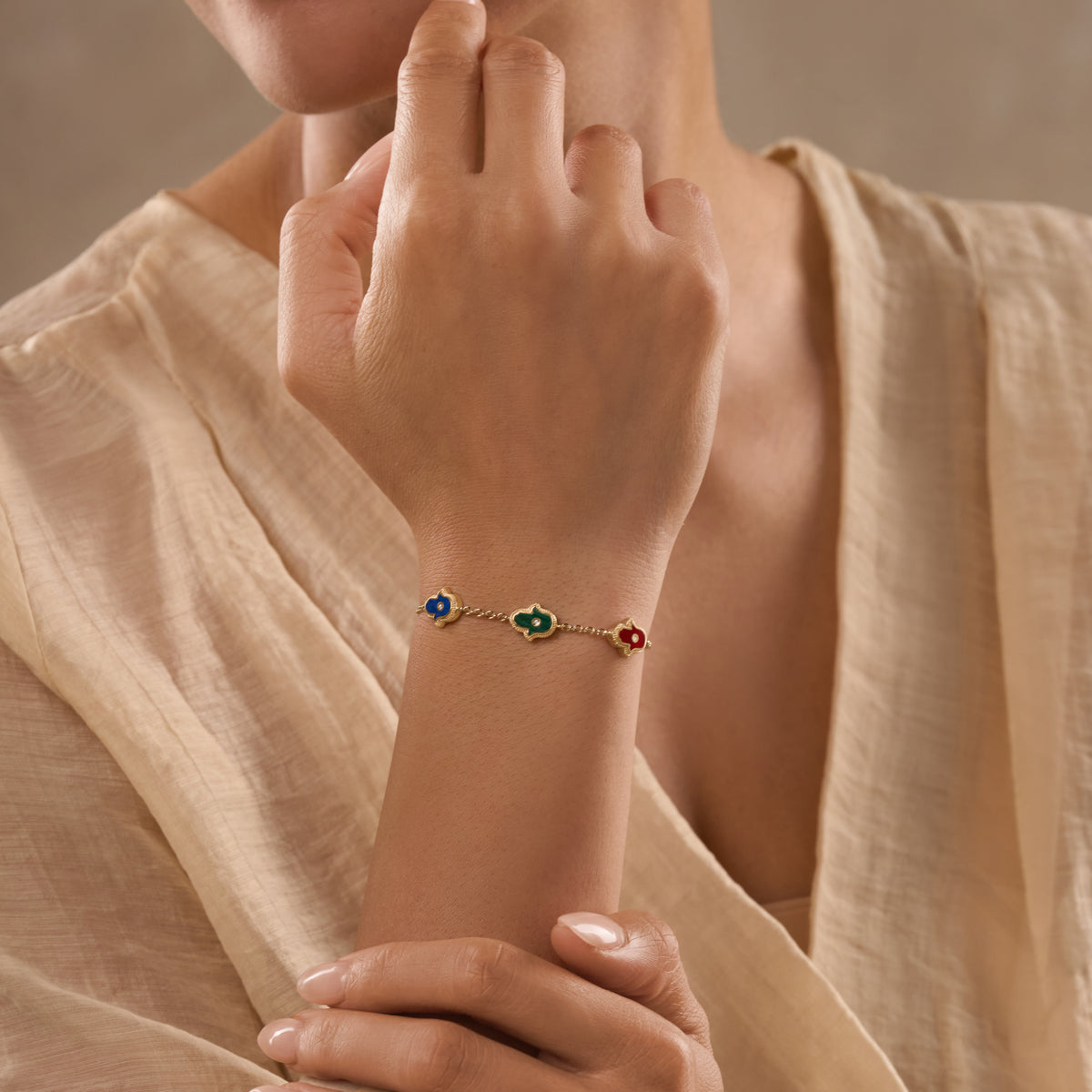 Blessed Intentions Multi-Stone Hamsa Bracelet – image 2