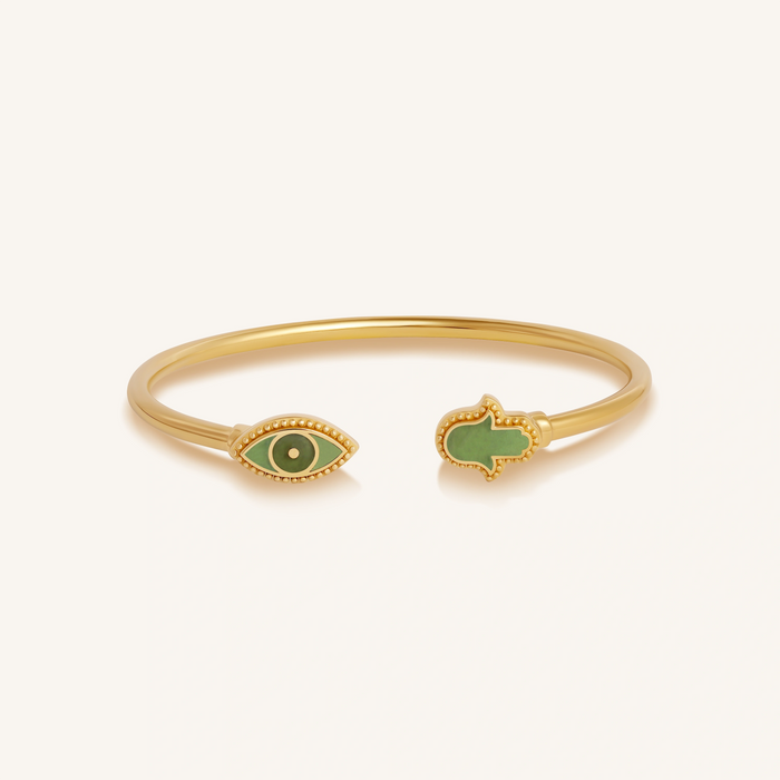 Eternal Shield Jade Evil Eye & Hamsa Cuff