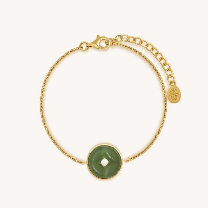 Prosperity Line Jade Coin Bracelet