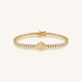 Blooming Serenity Gold Lotus Tennis Bracelet