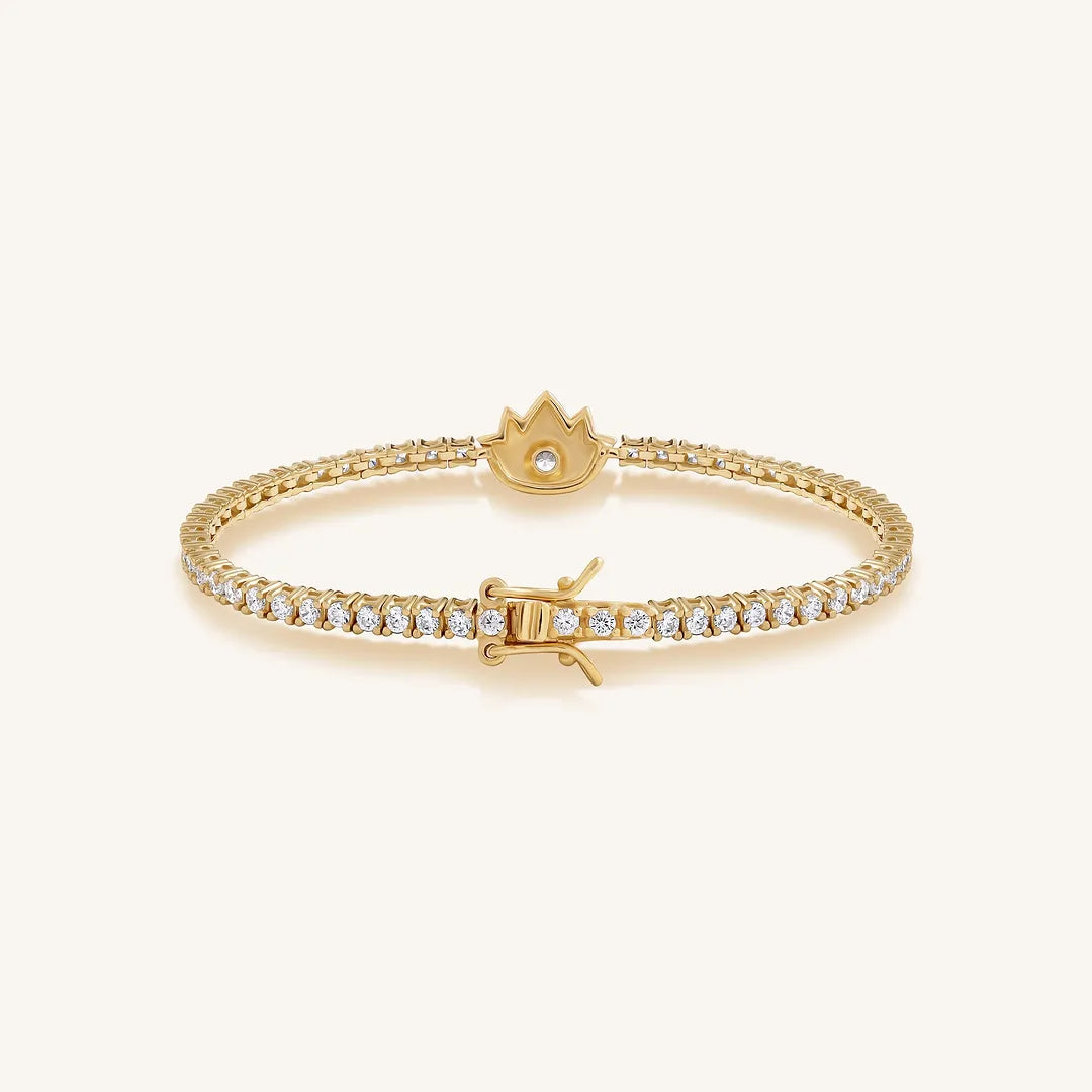 Blooming Serenity Gold Lotus Tennis Bracelet