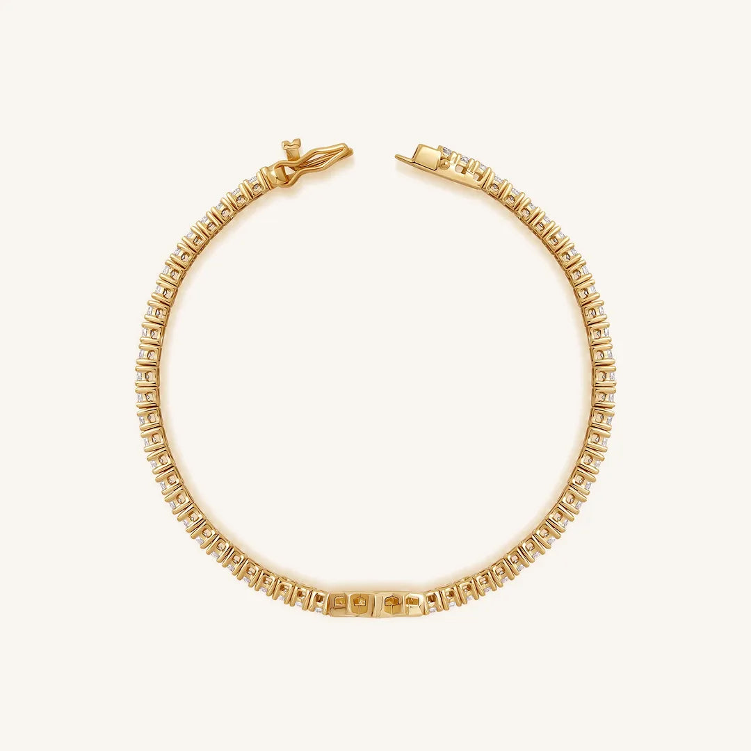 Blooming Serenity Gold Lotus Tennis Bracelet