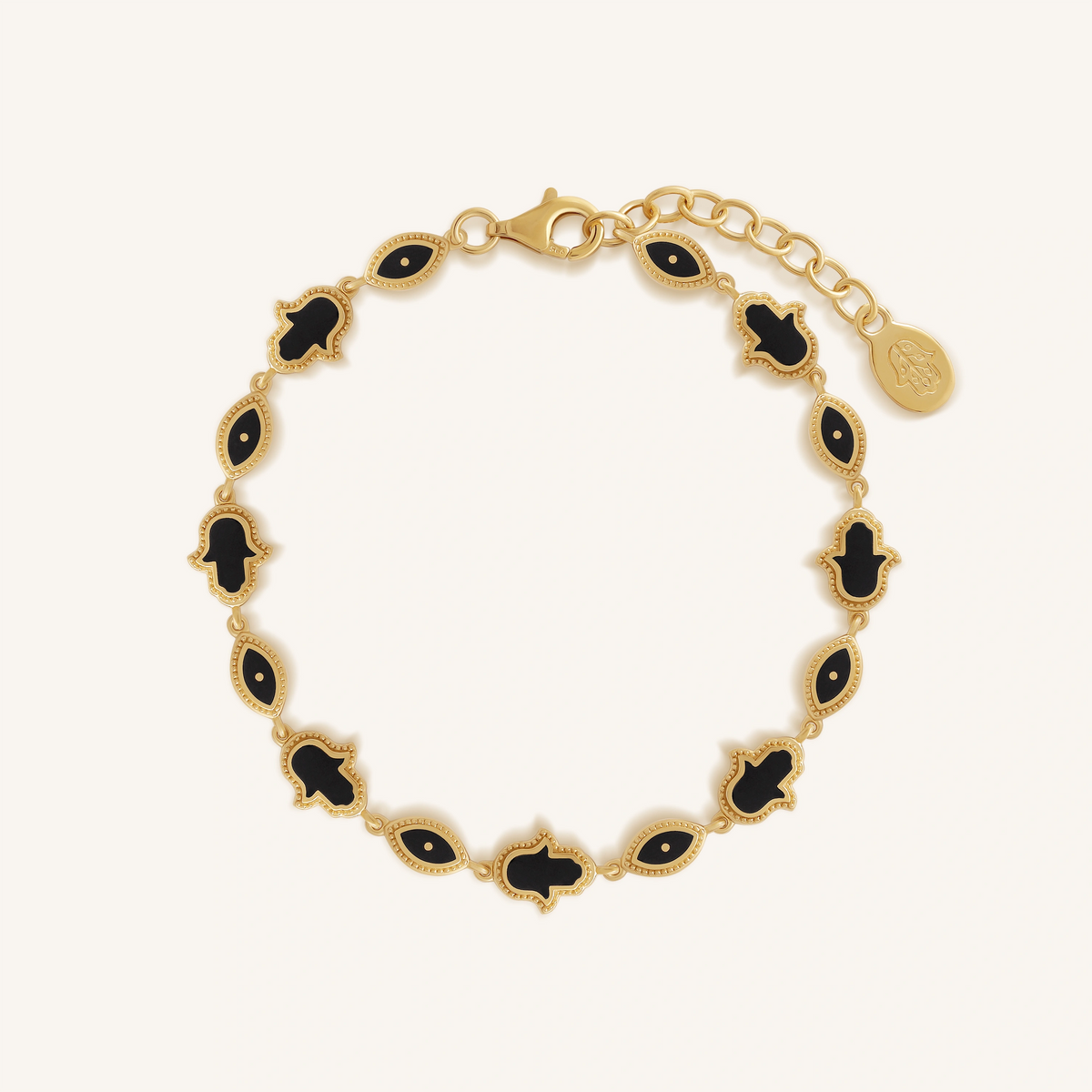 Sacred Aura Onyx Hamsa & Evil Eye Bracelet