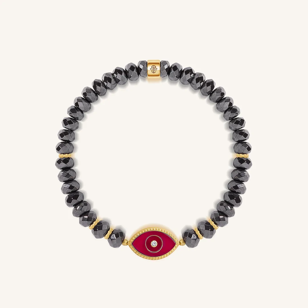 Guardian Flow Evil Eye Hematite & Guava Agate Bracelet