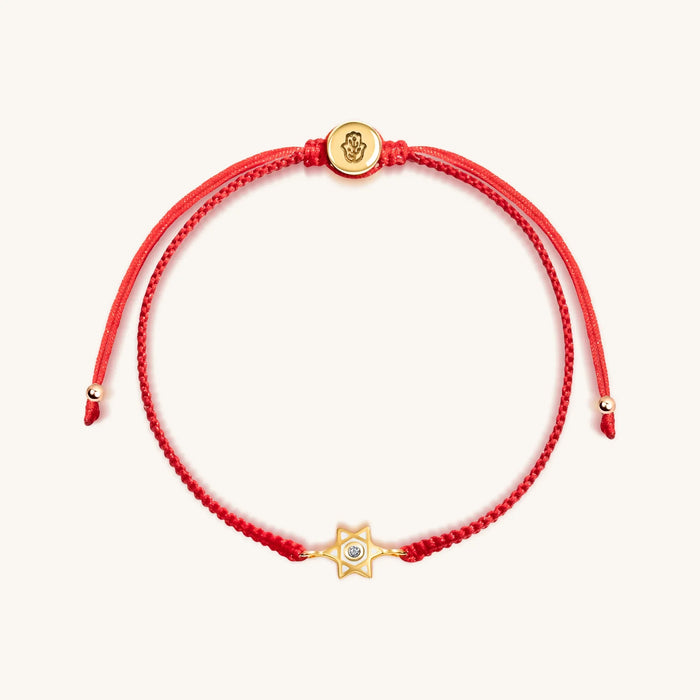 Bright Hope Red String Star of David Charm Bracelet