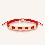 Seek Wisdom Red String White Enamel Multi Charm Bracelet