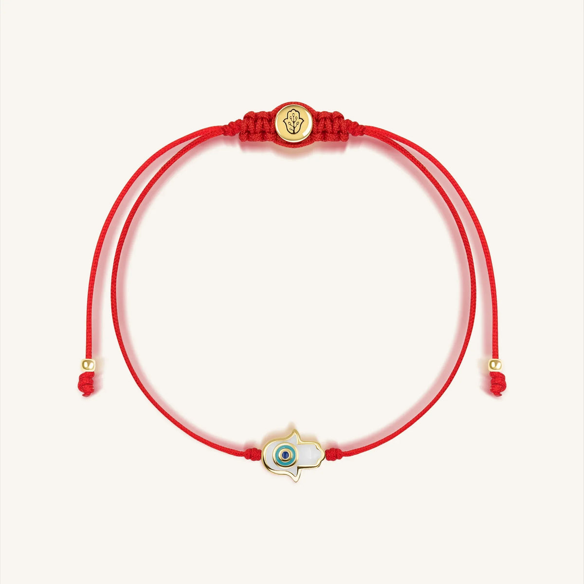 Charismatic Personality White Enamel Hamsa Red String Bracelet