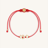 Cosmic Power White Enamel Moon & Stars Red String Bracelet