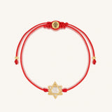 Divinely Blessed Mother of Pearl Star of David Red String Bracelet