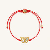 Transcendent Guide Mother of Pearl Butterfly Red String Bracelet