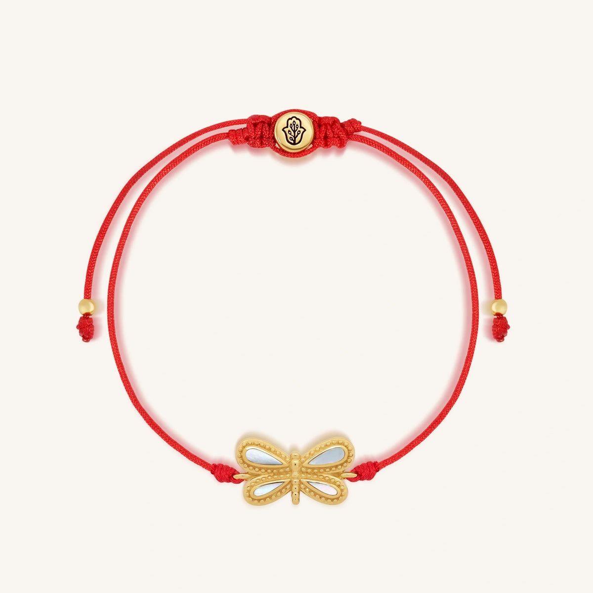 Infinite Grace Mother of Pearl Dragonfly Red String Bracelet