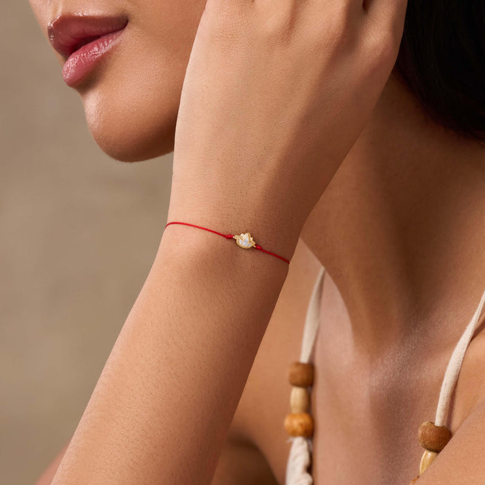 Blossoming Spirit Mother of Pearl Lotus Red String Bracelet