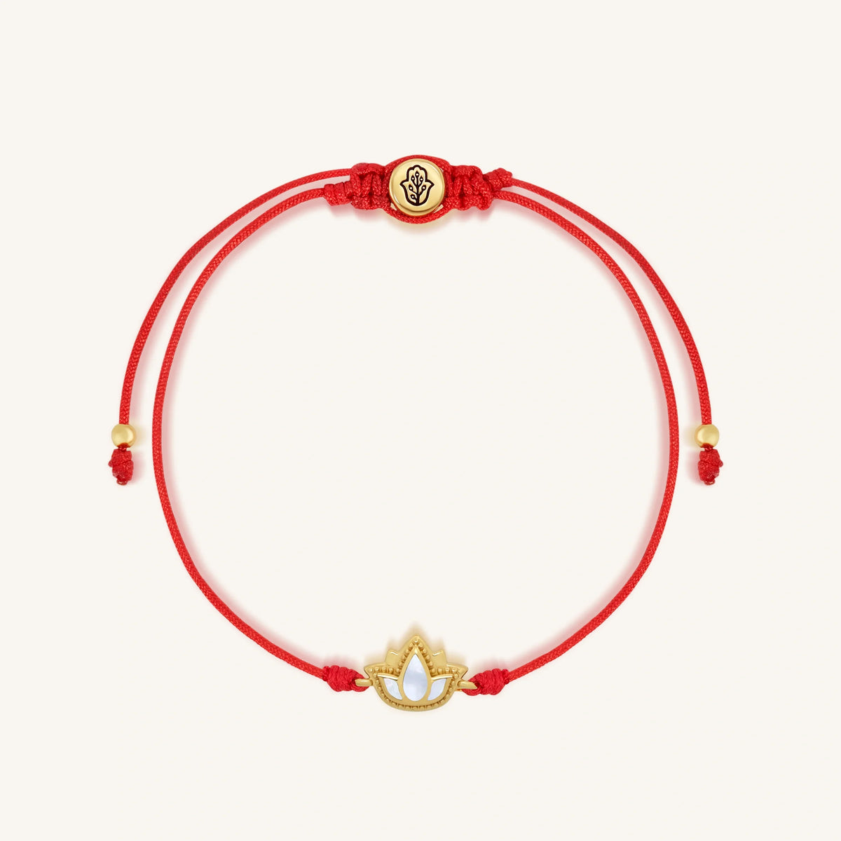 Blossoming Spirit Mother of Pearl Lotus Red String Bracelet