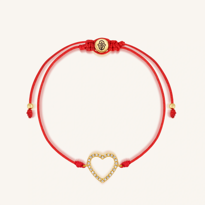Enduring Affection Heart Red String Bracelet
