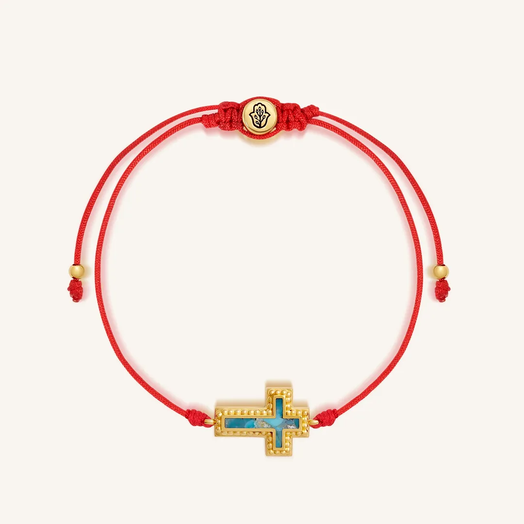 Sacred Guidance Turquoise Cross Red String Bracelet