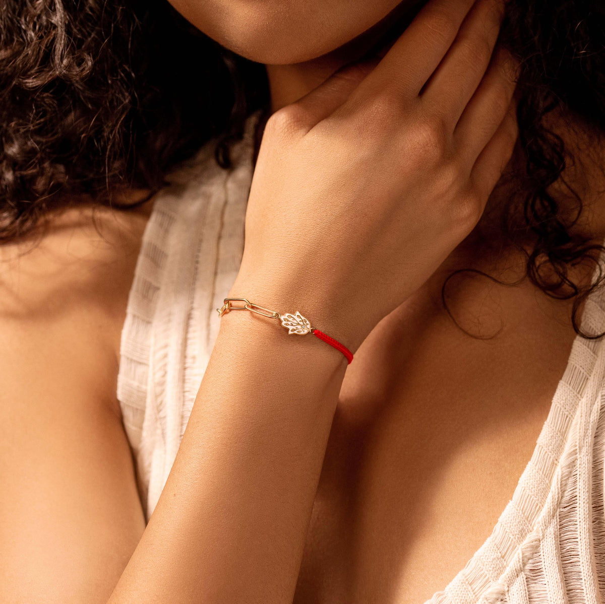 Exuberant Optimism Red String Chain Hamsa Bracelet
