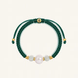 Grounded Prosperity Pearl & Jadeite Green String Bracelet