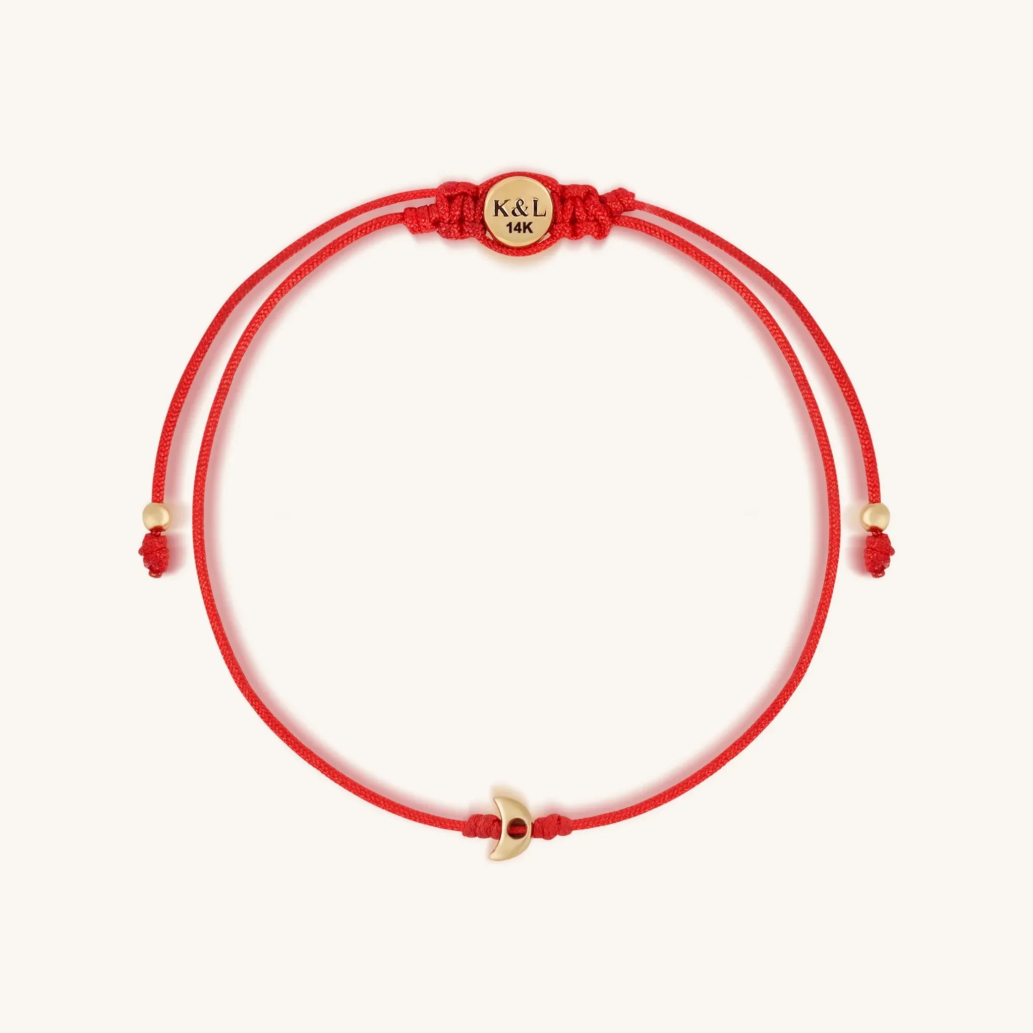 Reflected Grace 14K Gold Moon Red String Bracelet