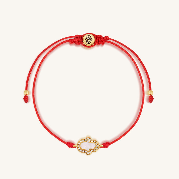 Blessed Journey 14K Gold Diamond Hamsa Red String Bracelet