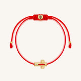 Devoted Path Cross 14K Gold Red String Bracelet