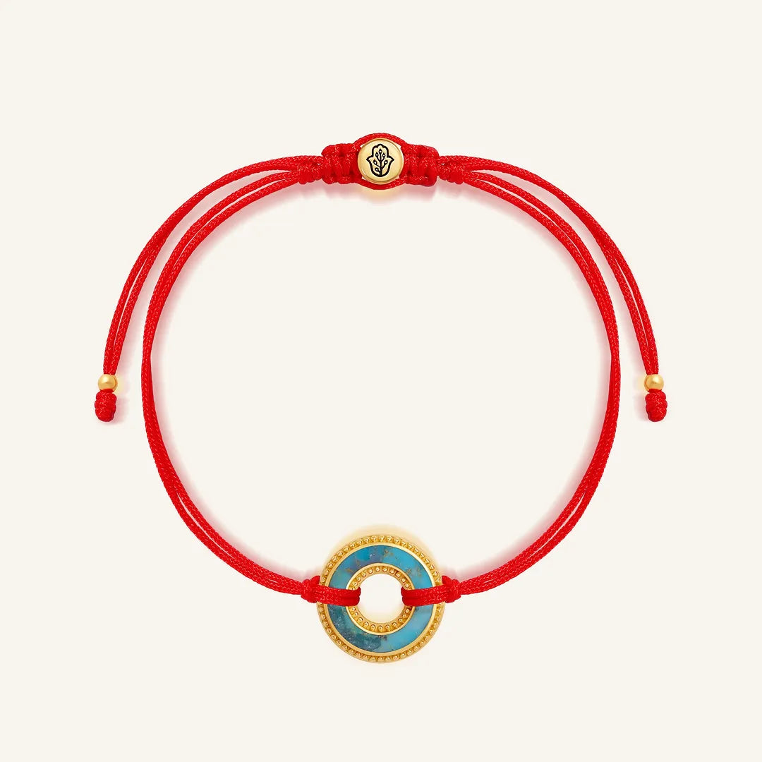 Calm Flow Turquoise Karma Circle Red String Bracelet